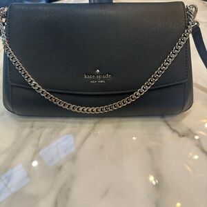 Kate Spade Black Crossbody Bag with Silver Chain